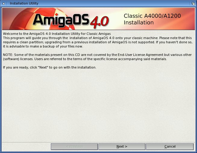 Installation AmigaOS 4 Classic