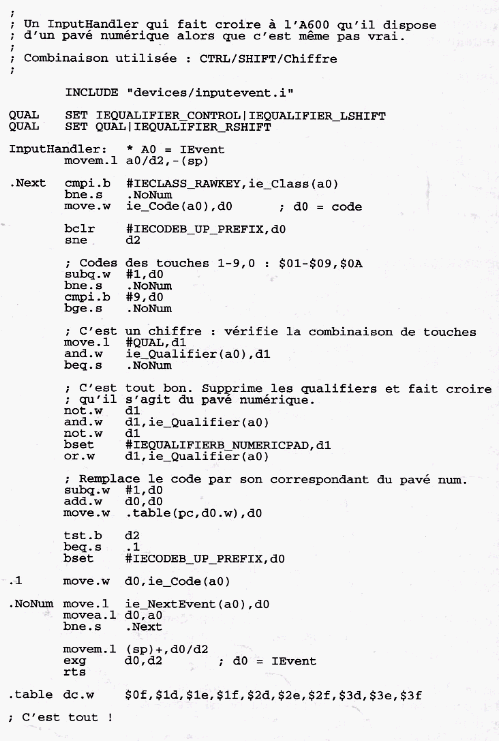 InputHandler clavier A600