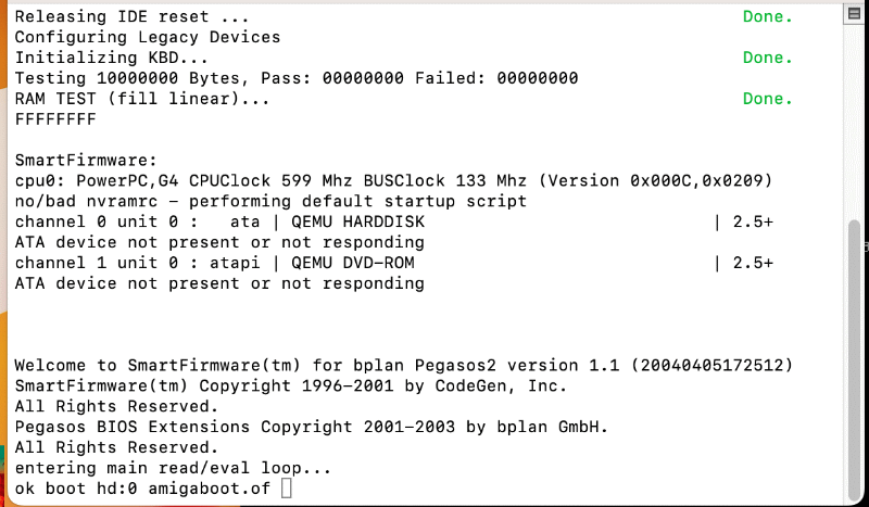 Installation d'AmigaOS 4.1 sur QEMU 8.0.0