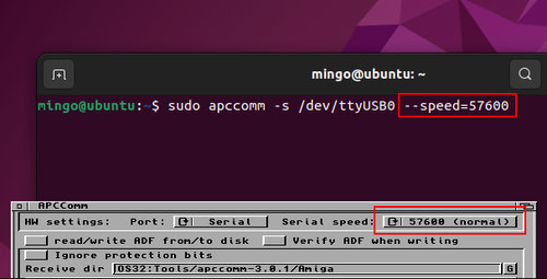 Transfert Amiga/Linux avec APCComm